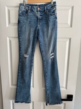 Express Skyscraper Flexx Mid-Rise Distressed Blue Jeans